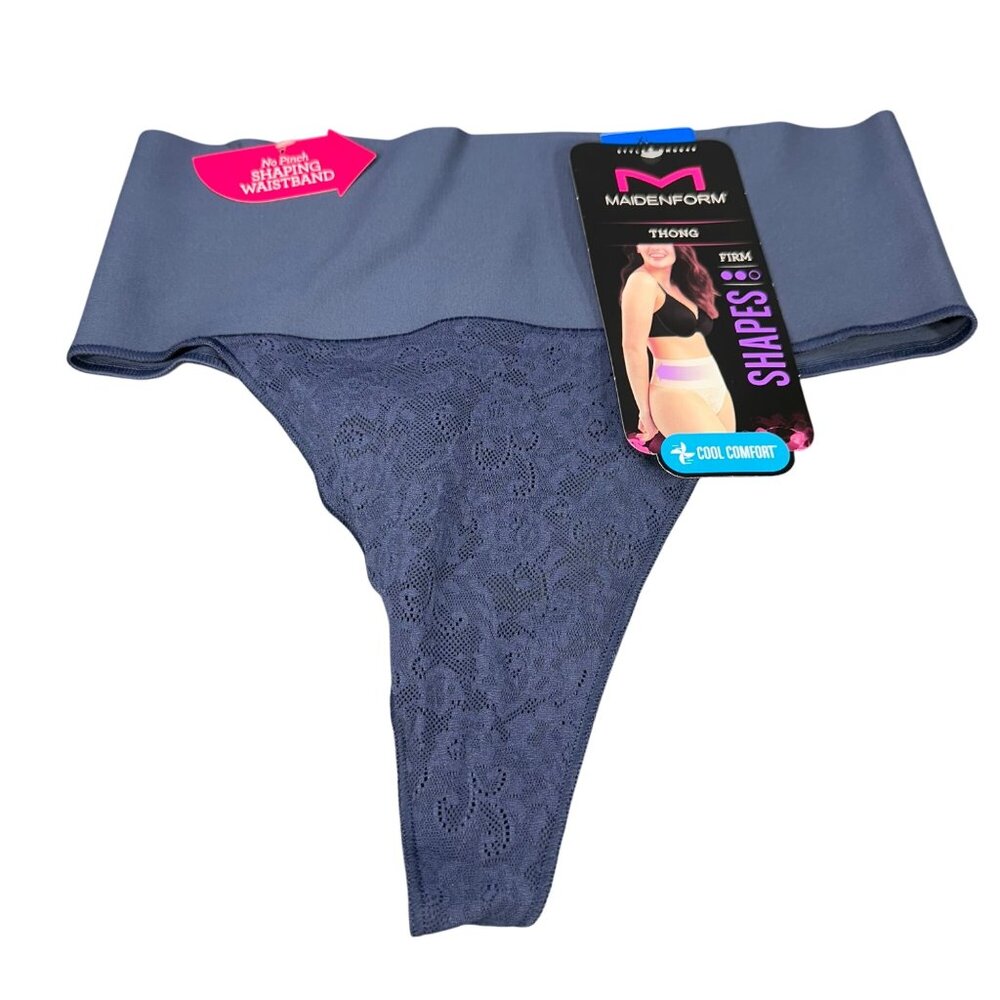Maidenform Womens Size XL Shaper Thong Firm Control Lace Navy Blue New